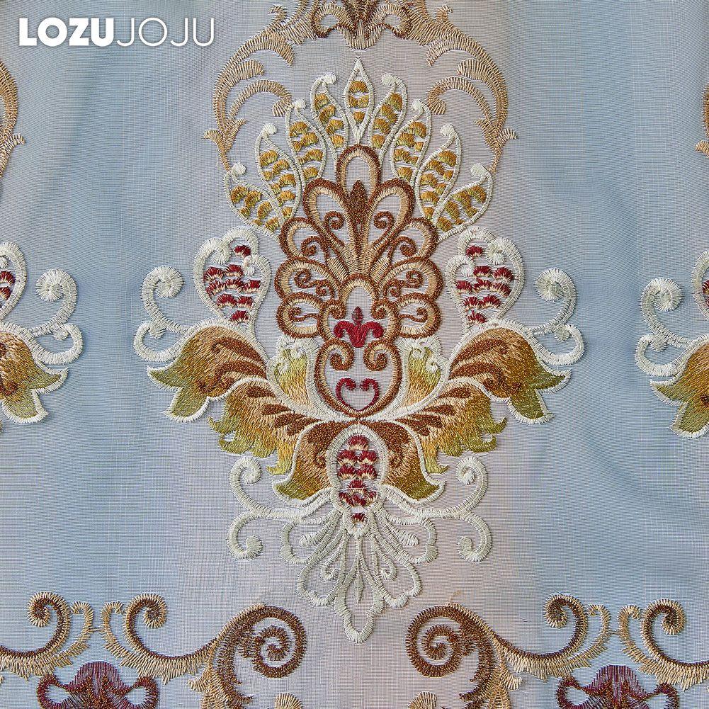 1PC LOZUJOJU European Style High-end Embroidered Retro Chiffon Curtain for Living Room Bedroom Home Decor