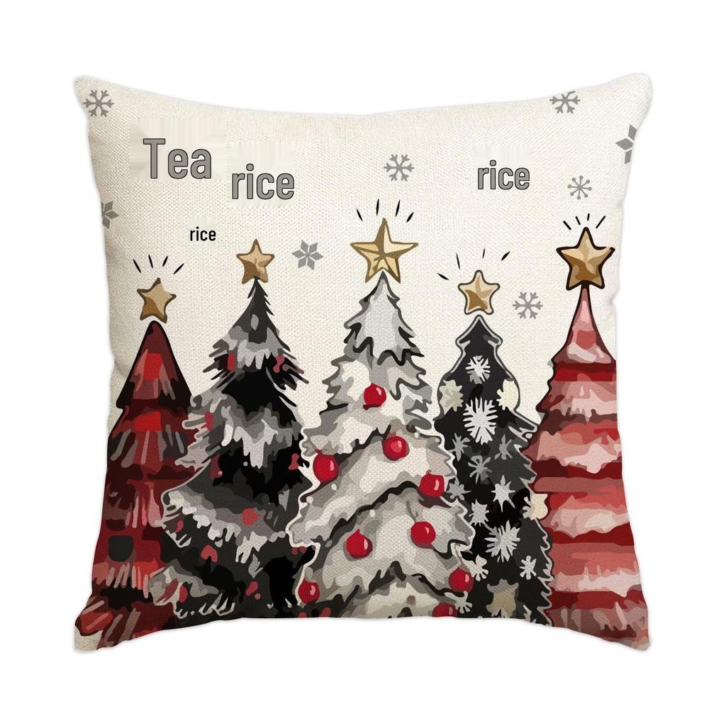 Горячая распродажа Рождественская наволочка из искусственного льна с принтом елки и снеговика - Праздничная декоративная наволочка для диванной подушки