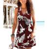 Плюс размер женское модное платье с цветочным принтом мини-платье без рукавов с v-образным вырезом платье на бретельках