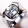 Moissanite Ring Men's 1 Carat Diamond Ring Personality Atmosphere Business Wide Men's Ring