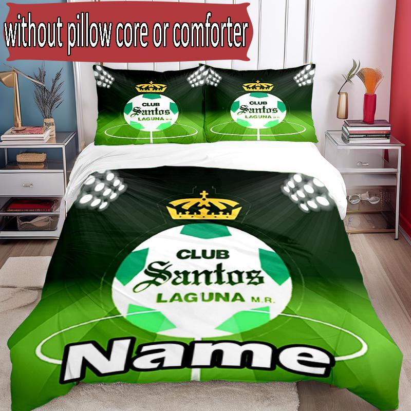 3pcs Duvet Cover Set (1*Duvet Cover + 2*Pillowcase, Without Core), Custom Name Club Santos Laguna Pattern Bedding Set, Home Bedroom Decor Gift
