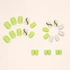 Green Ripple Short Square False Nails 24Pcs For Daily And Special Occasions for Women