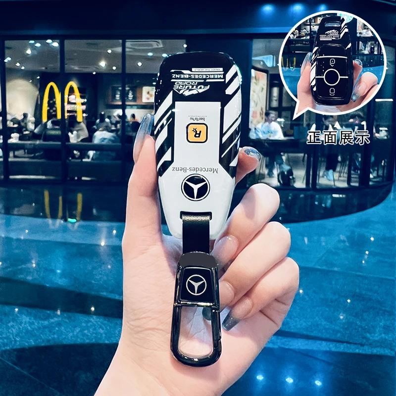 SFX1 Car Key Case Cover for Mercedes Benz 2022 C S Class W206 W223 S350 C260 C300 S400 S450 S500 TPU Shell Fob Holder Protector