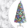 Day and Night - Day and Night Artificial Christmas Tree with Fiber Optic Lights White 120cm