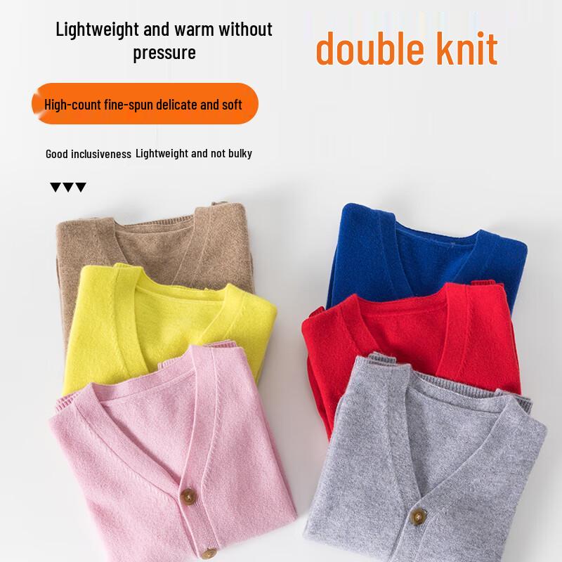 Hengyuanxiang Women's 100% Pure Wool V-Neck Cardigan Sweater