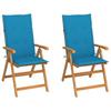 Day and Night - Day and Night Garden Chairs 2 Units with Blue Cushions Solid Teak Wood
