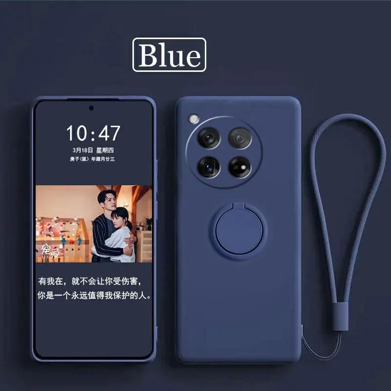Чехол для OnePlus 13 12 Чехлы Жидкий Силикон Кольцо Подставка Телефон Чехол Коке для OnePlus 1+12 13 Чехол Противоударный Бампер Задняя Крышка Funda