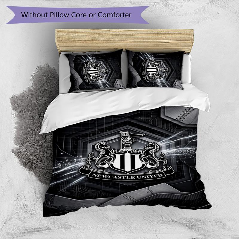Newcastle United Football Printed 3 Pieces Bedding Set, Comfortable Skin Friendly Bedroom Duvet Cover Set