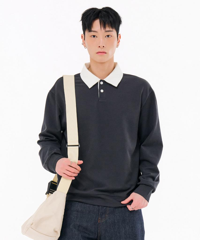 CHASECULT Men'S Collared Contrast Sweatshirt-Fark5116B0L