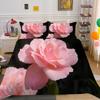 3D цветок черный фон комплект постельного белья роза пододеяльник наволочка двуспальная кровать полноразмерное покрывало моющаяся молния удобное украшение дома