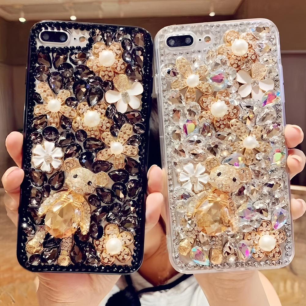 Glitter Rhinestone Phone Case For OPPO Realme 14 Pro Plus 14X 14T 13 12 Lite 4G 5G Crystal Floral Bear Design Cover