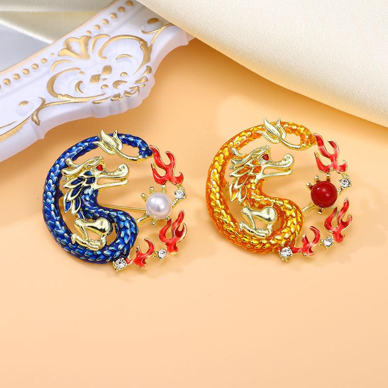 Year Of The Dragon Domineering Chinese Dragon Retro Brooch Men'S And Women'S Trendy Pin Temperament Elegant Brooch Suit Jacket Accessories