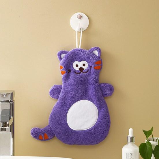 Полотенце для рук со шнурком, поглощающее воду, мягкое, удобное, из кораллового флиса, в форме кота Гарфилда, подвесное полотенце для протирания рук, тряпка для чистки, ежедневное использование
