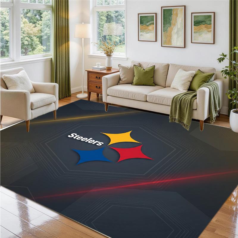 Pittsburgh Steelers Design Crystal Velvet Rug Soft Decorative Mat for Bedroom Entrance