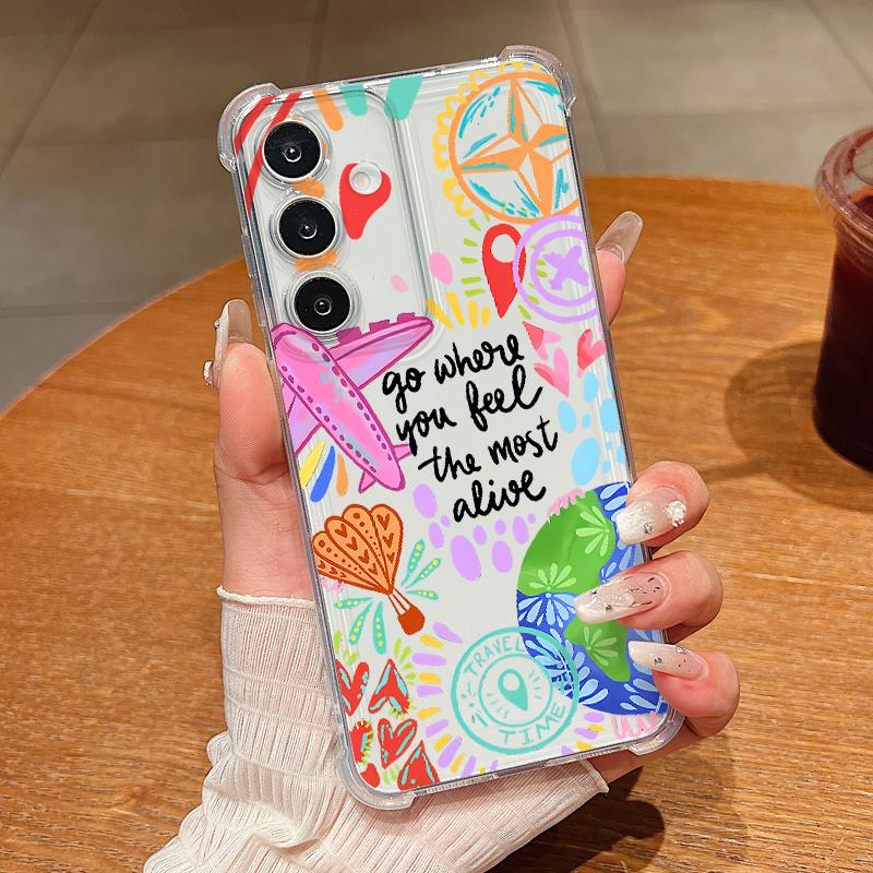 Чехол для S25 Ultra с красочным узором граффити со звездами для Samsung Galaxy S25 Edge S24 Ultra S23 S22 Plus S21 FE Capa Funda