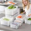 Набор из 13 шт. Многоразовый пластиковый контейнер для хранения продуктов Подходящий (5 крышек + 5 коробок + 3 дренажные корзины)