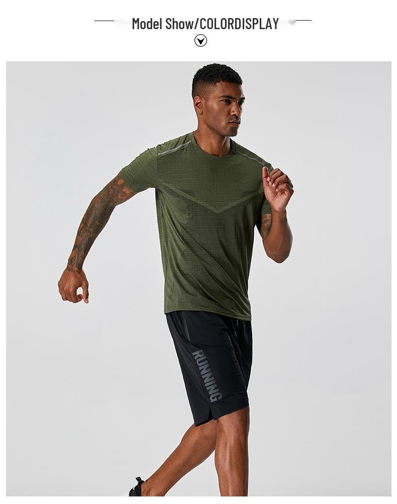 Мужская быстросохнущая футболка из ледяного шелка для повседневного фитнеса - с коротким рукавом, круглым вырезом, больших размеров, летняя спортивная футболка для бега