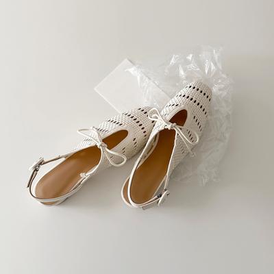 Плетеная ажурная сумка, сандалии с пряжкой на ремешке, туфли на толстом каблуке для отдыха, женские