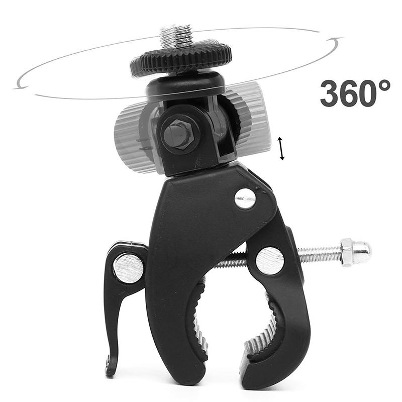 Universal Rotating Clamp Bike Bicycle Motorcycle Handlebar Handle Clamp Bar Camera Mount Tripod Adapter For Sport Camera DV DSLR