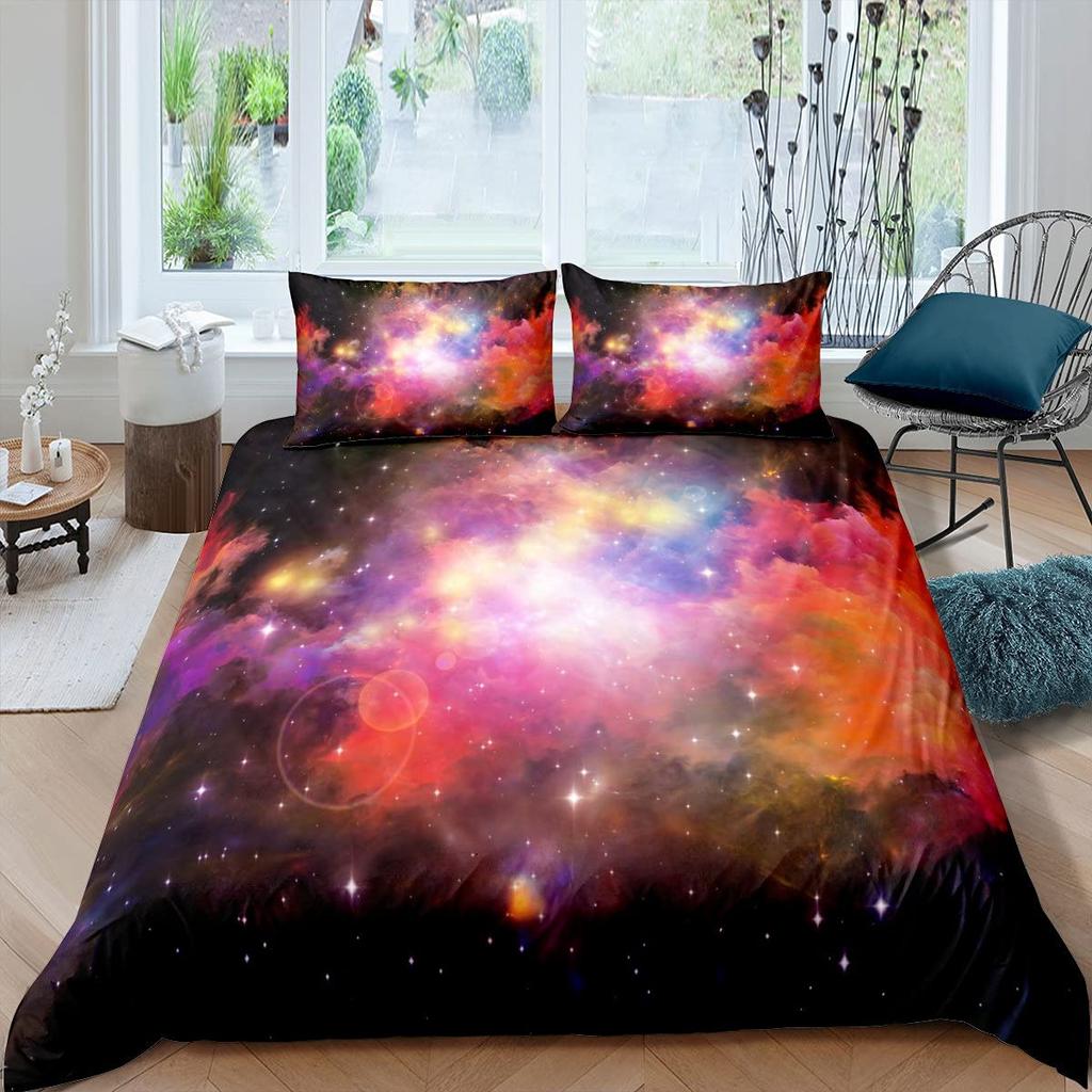 Galaxy Duvet Cover Set 3D Printed Space Themed Bedding Set Kid Boy Galaxy Series Universe Pattern Polyester Quilt Cover For Girl
