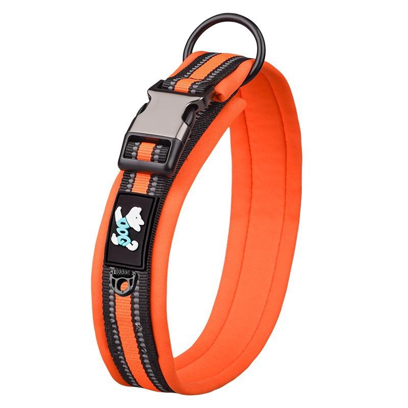 Adjustable Reflective Simple Polyester Dog Collar with Animal Pattern Breathable Night Safety and Space Cotton Padding