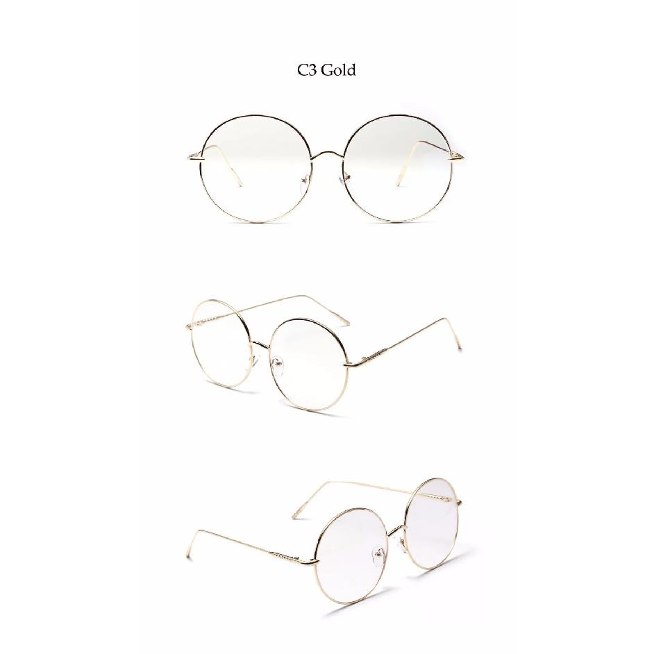 Oversized Round Metal Anti Blue Light Woman Reading Glasses Men Clear Lens Vintage Eyeglasses Presbyopia Large Computer Goggles