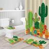 4Pcs/Set Shower Curtain Set with Bathroom Rugs and Mats Desert Cactus Succulent Plants Style Bathroom Decoration