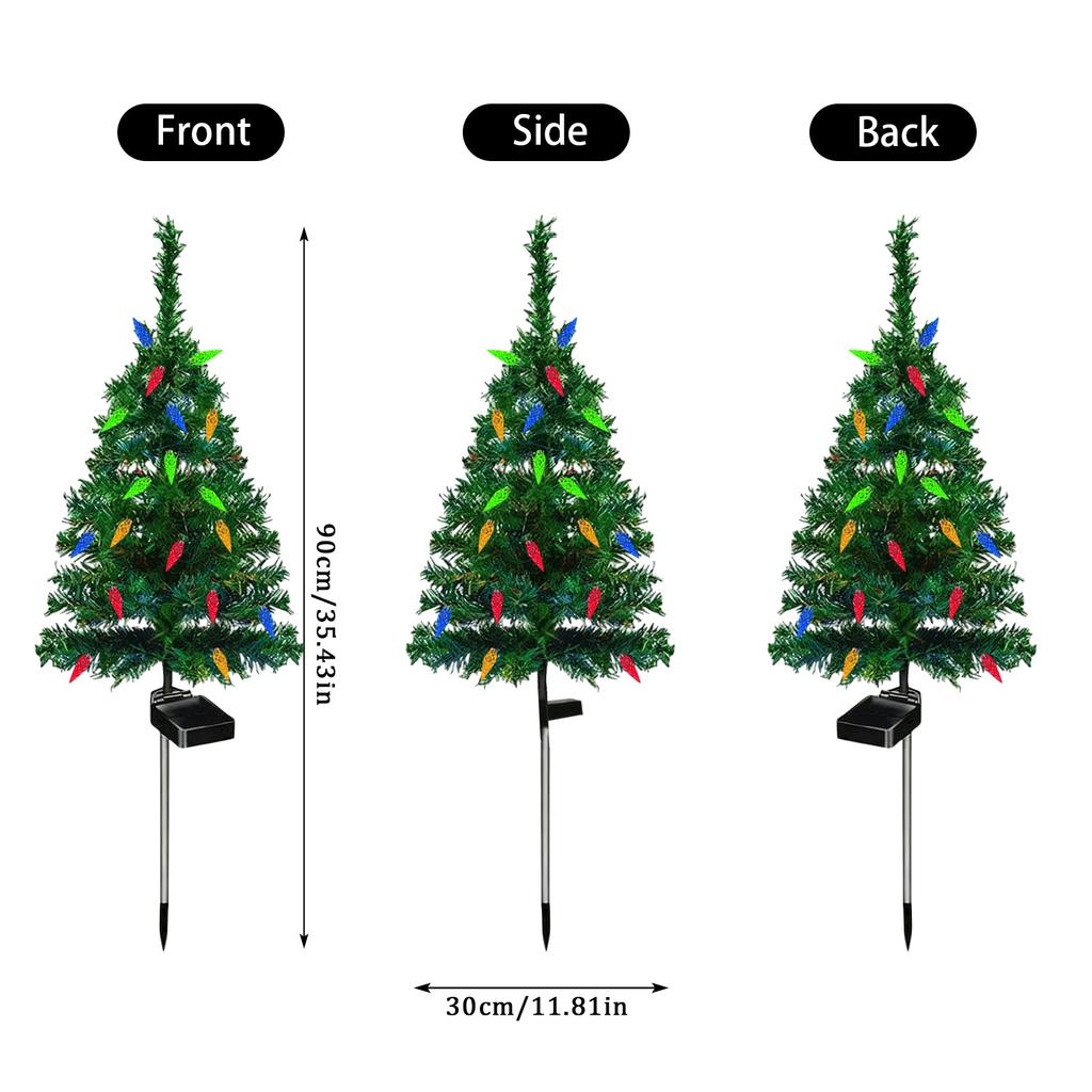 Рождественская елка на солнечной батарее, уличная рождественская декорация, садовый столб-светильник, подсветка для дерева, уличная рождественская елка, подходит для дорожки, террасы, двора