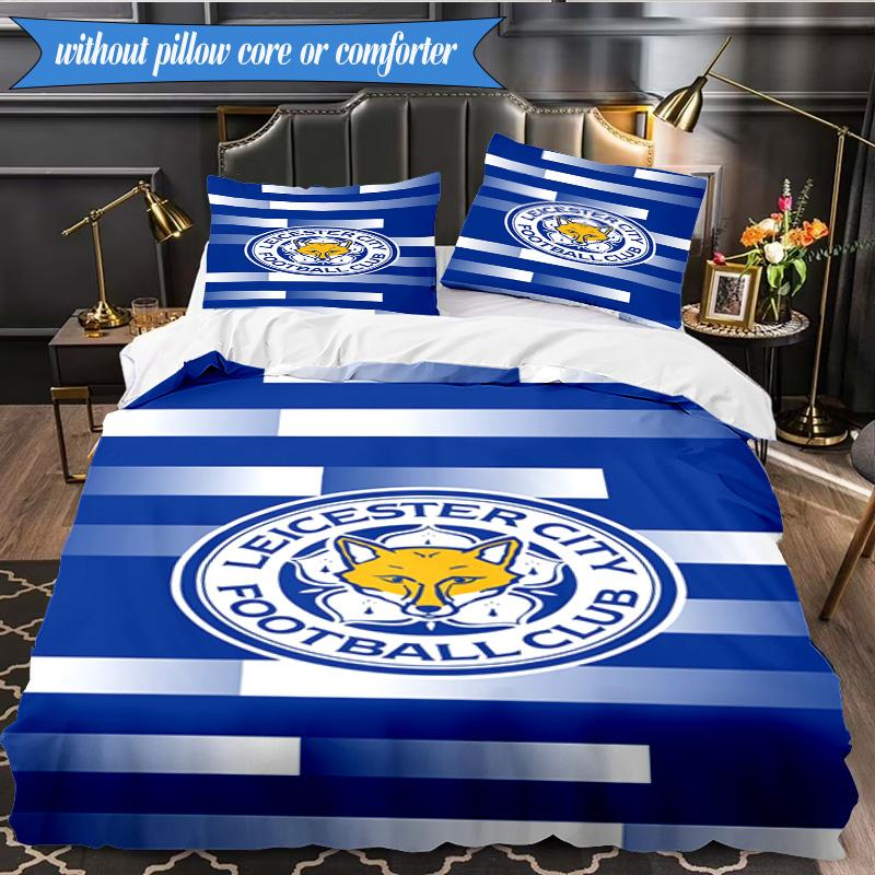 3PCS City Football Club Printed Soft Bedding Set,Including 1pc Duvet Cover And 2pcs Pillowcases Perfect for Bedroom, Dormitory, Fan gift