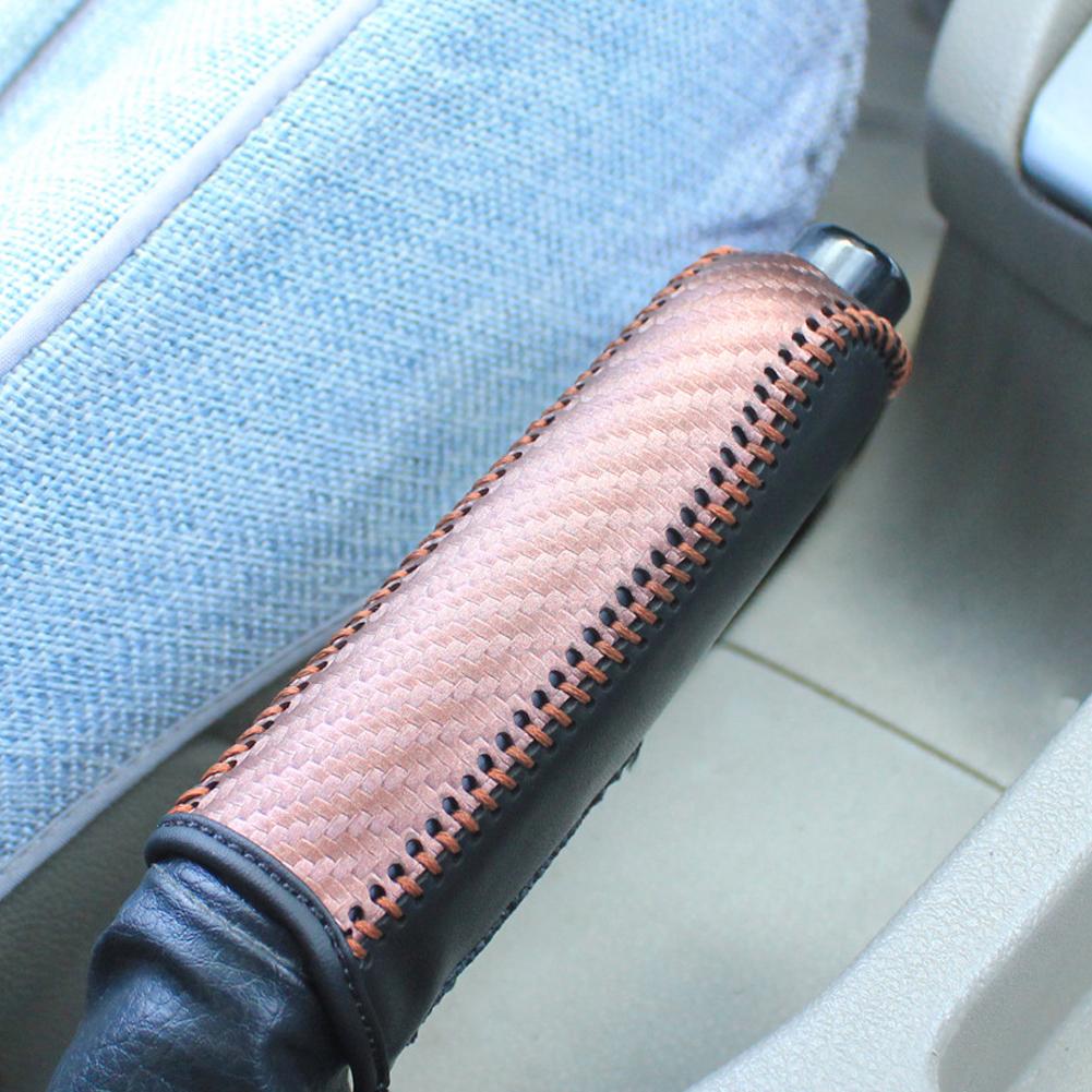 Carbon Fiber Car Leather Handbrake Cover Protective Sleeve Hand Brake Protection for Ford Focus 2012-2018 Accessories