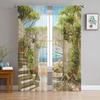Arch Flowers Sea Printed Curtains Drape Sheer Tulle Home Decoration Living Room Bedroom Cortinas Chiffon Window Curtains