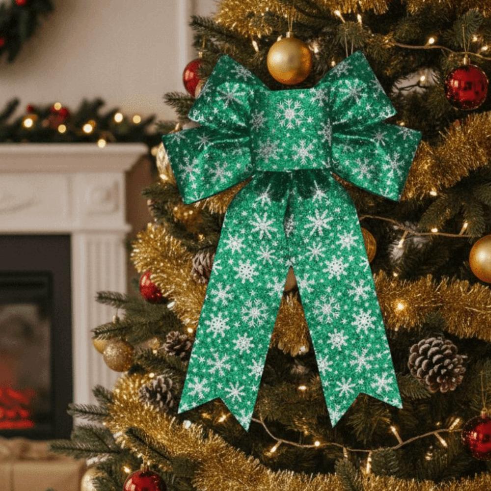 Sparkling Xmas Tree Bowknot Ornament Creative Christmas Hanging Decoration Xmas Party Supplies