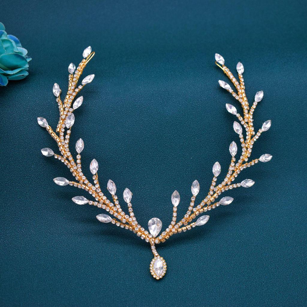 Handmade Rhinestone Bridal Headpiece: Wedding Hair Accessory & Forehead Chain