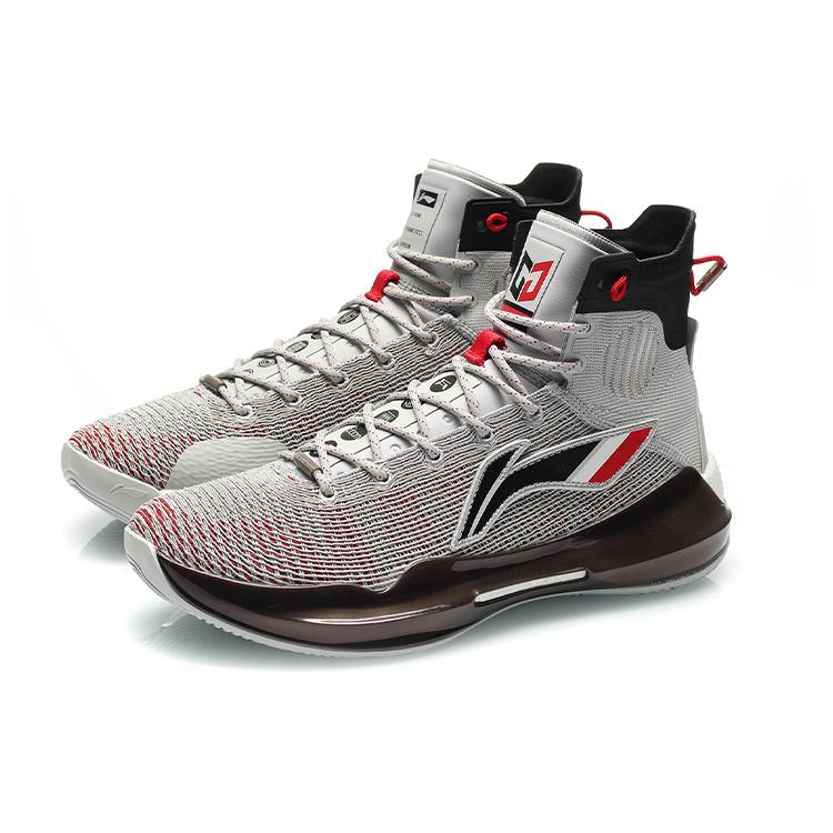 Li Ning YuShuai 13 Boom CJ Ткань PE Амортизация Нескользящие Износостойкие Высокие Баскетбольные Кроссовки Мужские Серые ABAP065-14