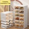 3/6 Tiers Shoes Storage Box Large Capacity Folding Shoes Shelf Plastic Dustproof Stackable Shoes Cabinet Sundries Organizer Box