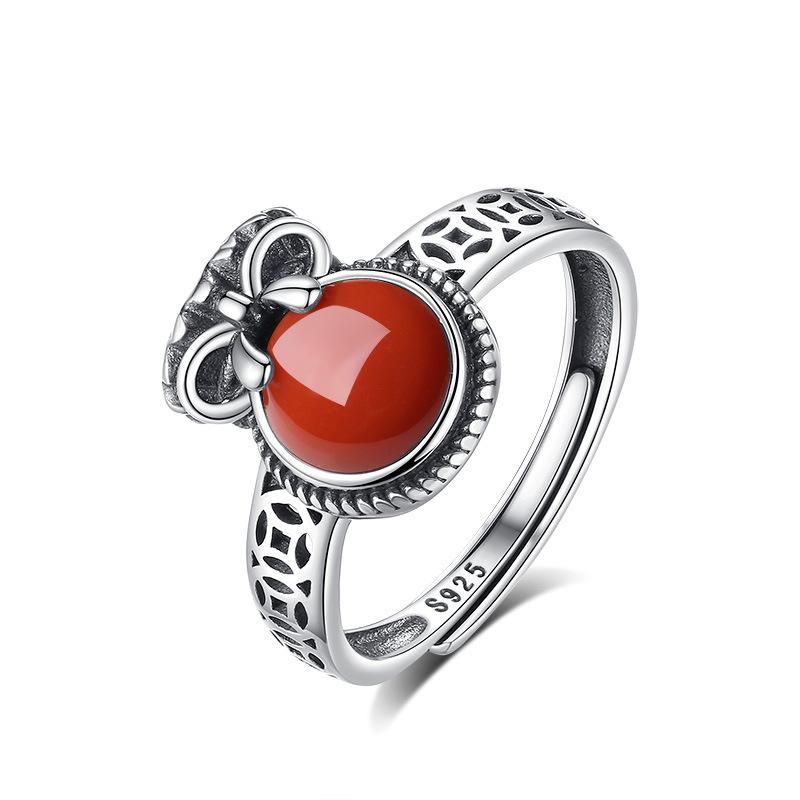 925 Sterling Silver Silver Creative Design Retro Do Old Coins Money Bag Ring Coin Element Opening Ring for Men and Women