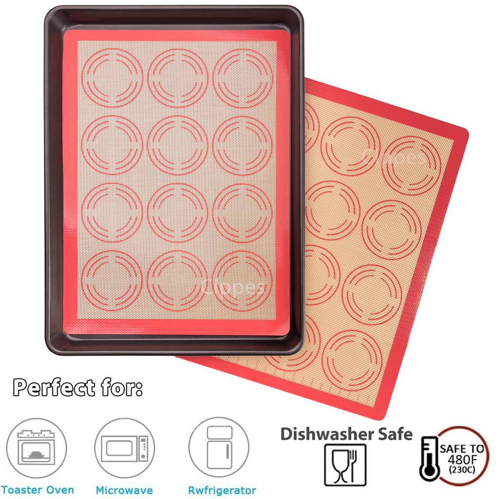 Silicone Baking Mat for Oven, Reusable Non-Stick Heat Resistant Bakeware Sheets with Measurements, for Cookie Macaron Pastry