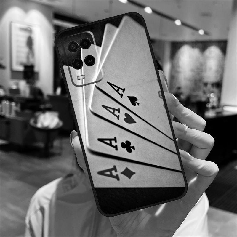 Кейс для карт Покер Туз пик Для Oppo A94 A74 A54 A18 A38 A58 A78 A98 A40 A60 A80 A16 A76 A96 A15 A17 A77 A57S Чехол