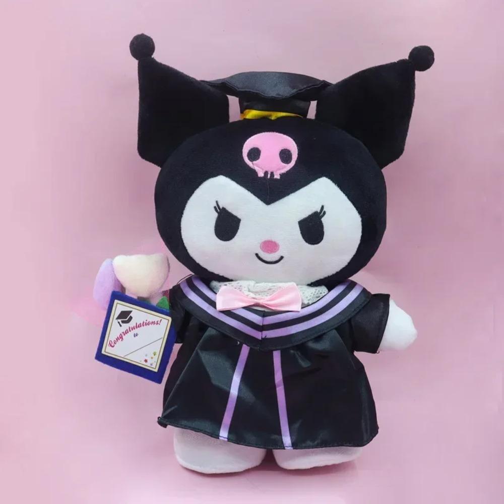 Anime Plush 25cm Cinnamoroll My Melody Kuromi Hello Kitty Graduation Plushie Doll Kawaii Soft Stuffed Graduation Gifts