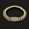 Hot Selling Street Rock Rap Jewelry 12mm Bling CZ Iced Out Cuban Link Chain Bracelet for Men's Hip Hop Jewelry