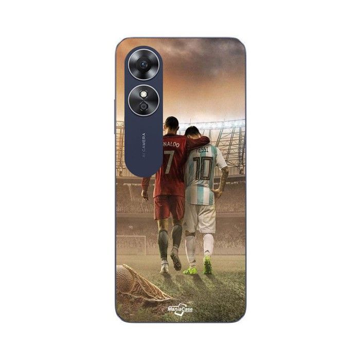 Coque de téléphone - MANIACASE - Oppo A17 - Silicone TPU - Noir - Cristiano Ronaldo Messi GOAT