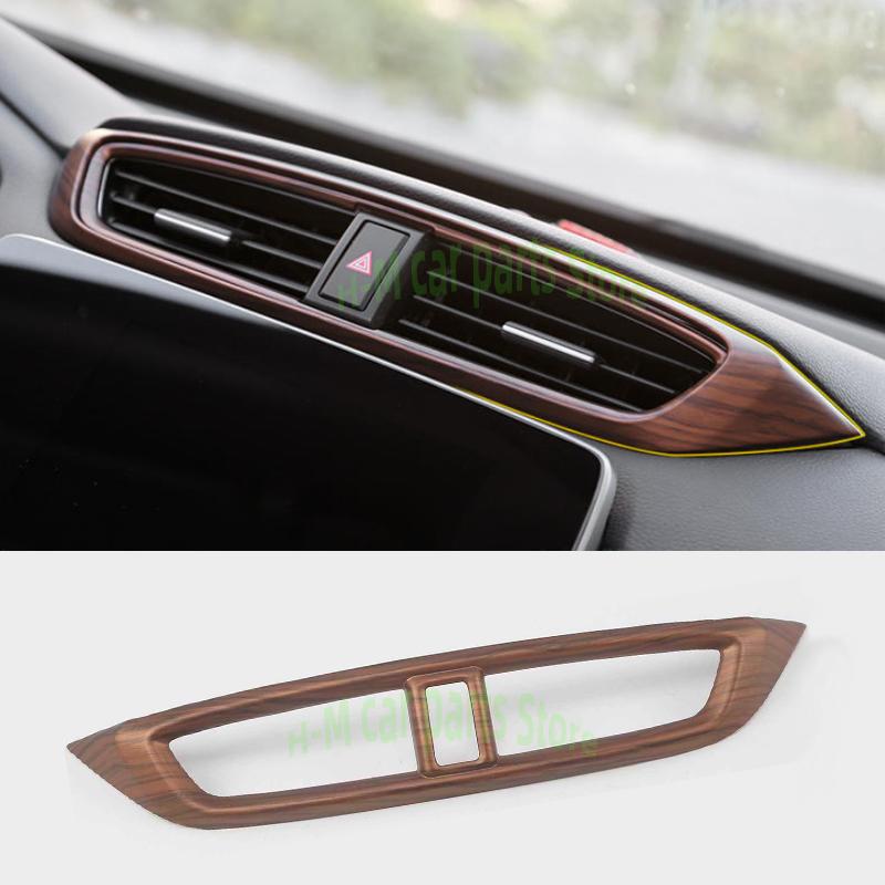 Для Honda CRV CR-V 2017 2018 АБС-пластик под дерево, центральная консоль автомобиля, вентиляционное отверстие, крышка, накладка, рамка переменного тока, стиль
