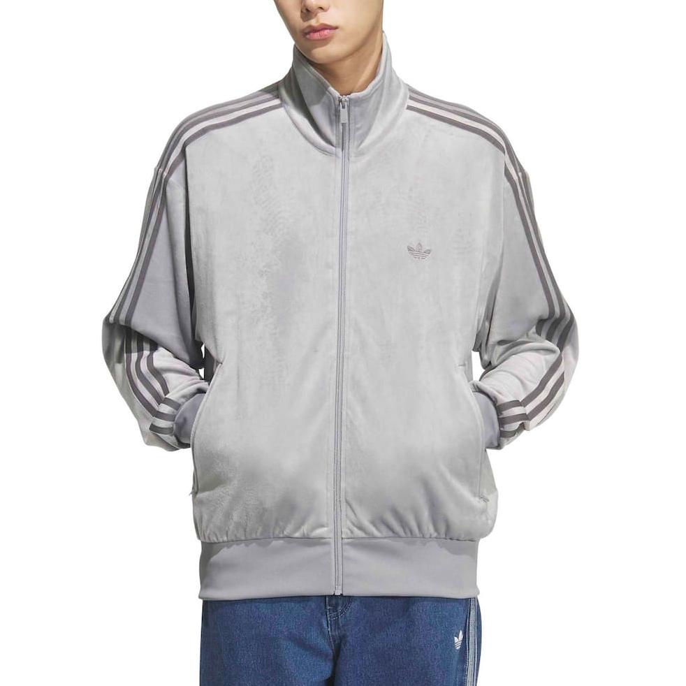 adidas Оригинальная спортивная кофта Firebird Велюровая в полоску на молнии Свободная куртка Унисекс топы KQ5476