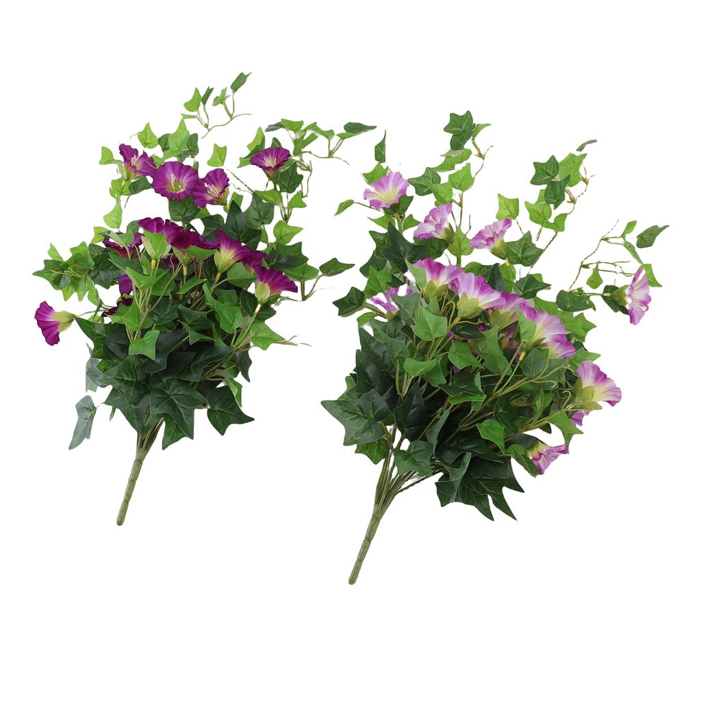 Artificial Morning Glory Flower Garland Lifelike Reusable Faux Hanging Vines Plant for Wedding Party Patio Balcony Wall