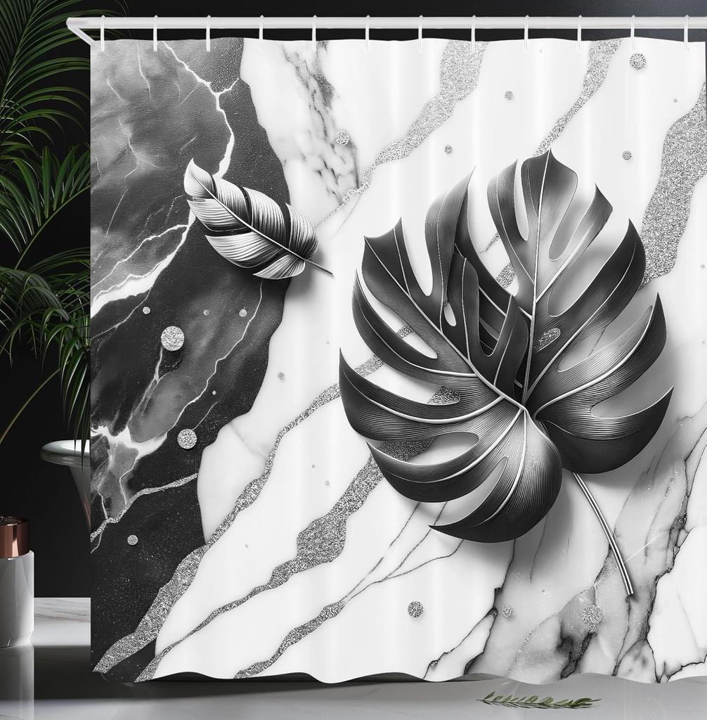 Черно-белая шторка для душа туманные высокие деревья лесной массив природный ландшафт ткань украшение для ванной шторка для душа с крючком