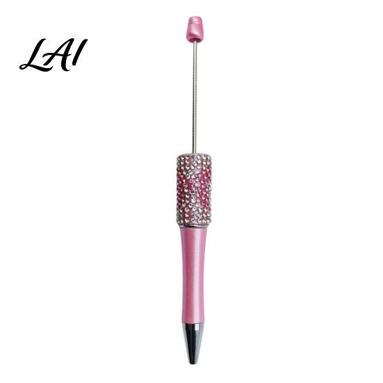 Fun Office Supplies Diamond Beadable Pens Bling Rhinestone Beaded DIY Plastic Bead Pen Crystal Gift for Women Shaft Black Ink Ballpoint Pens