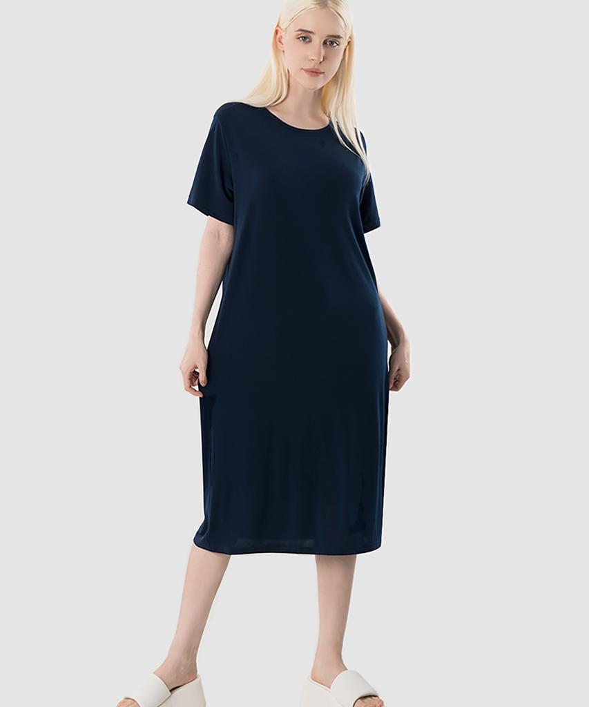 Armedes Women'S Loose Fit Short Sleeve Long Dress Ar-314