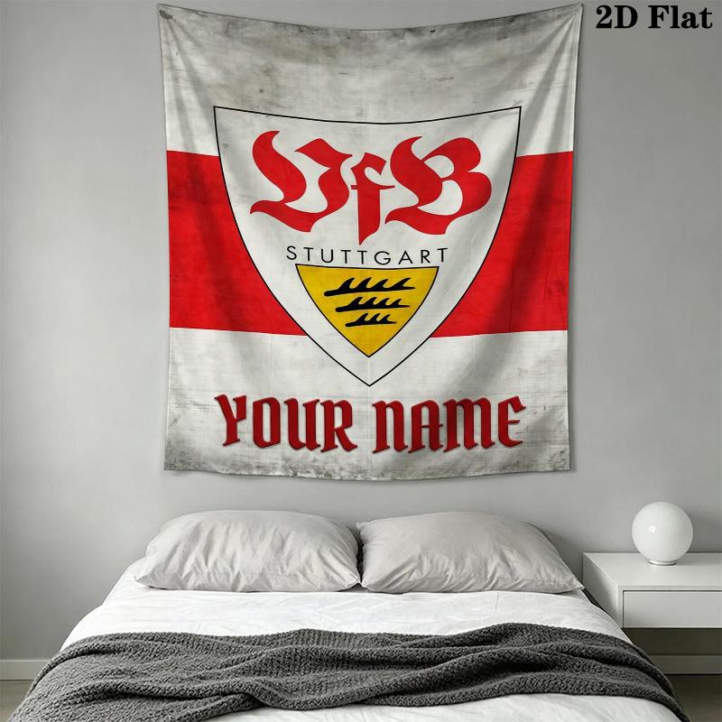 Custom Name VfB Stuttgart Wall Tapestry Aesthetic Wall Hanging Printed Fabric Blanket Decorative Tapestries for Bedroom Living Room Home Decor