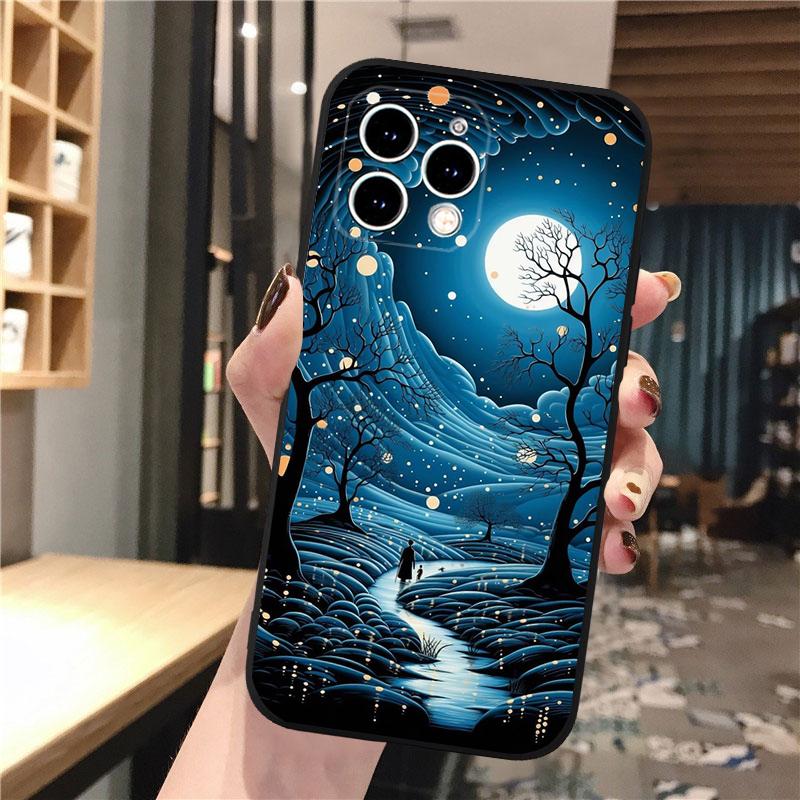 Чехол для телефона с изображением лунного ночного пейзажа для iPhone 15 14 Pro Max 13 12 11 Pro Max XSMax XR 12 13 mini 14 Plus Shell