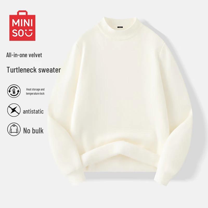MINISO Men's Fleece Lined Semi-High Collar Sweater